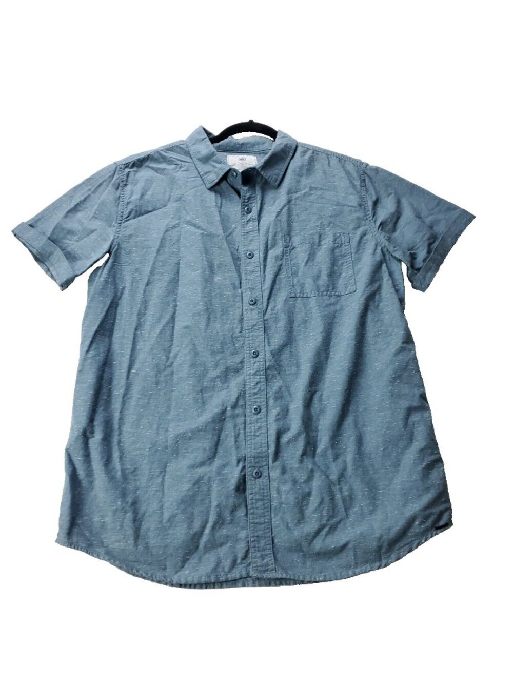 PACSUN On The Byas Shirt Mens L Large Button Blue Cotton Short Sleeve Casual